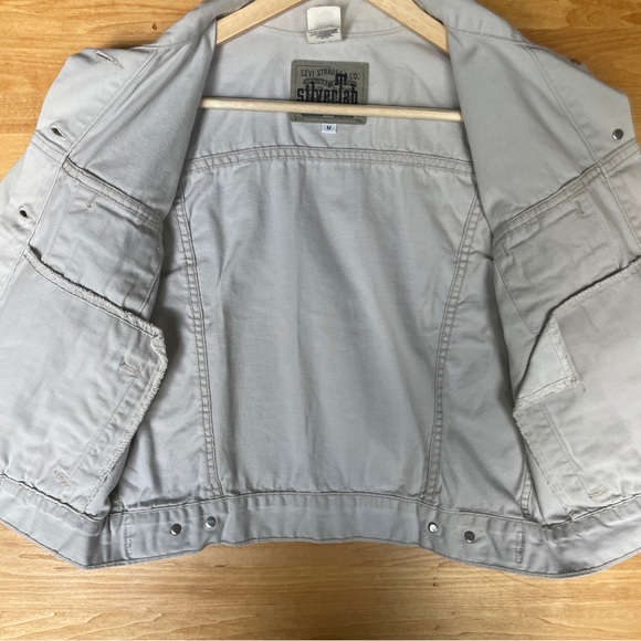 Vintage 90's Levi Silver Tab White Denim Trucker Jacket 715 *Sample Garment* - Picture 11 of 16